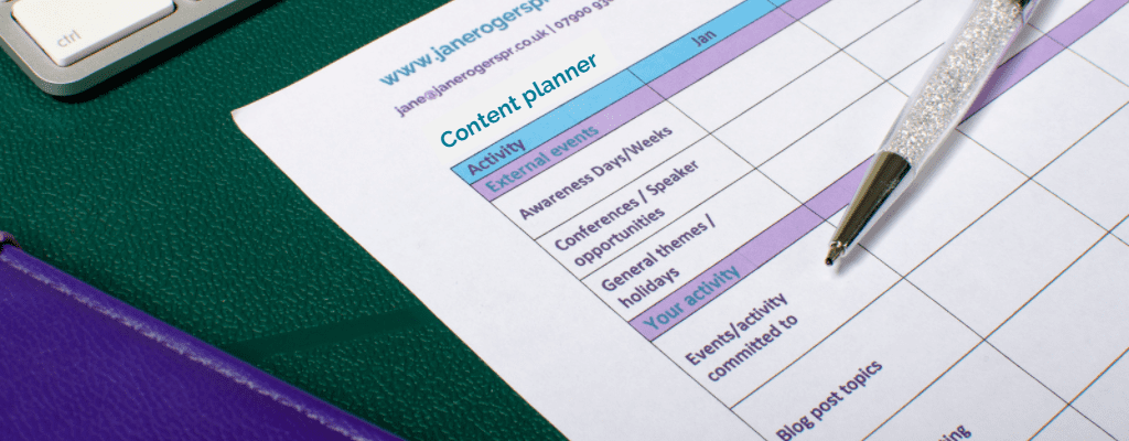 Content planning calendar