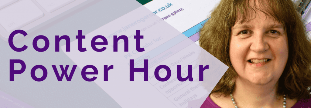 Content power hour header image with Jane Rogers